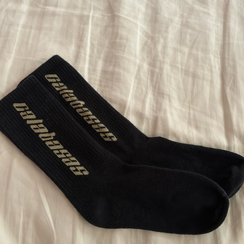 Calabasas Black and Beige Crew Socks